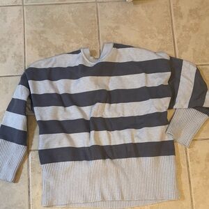 Kendall & Kylie Gray and Black Striped Crewneck Sweater